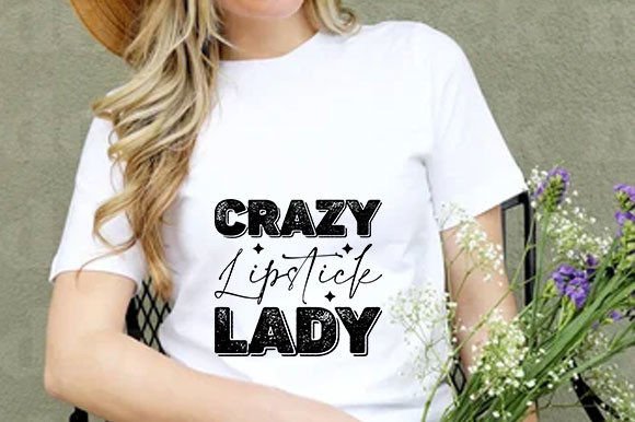 Crazy Lipstick Lady Graphics for T-Shirt Design and Branding