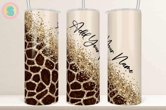 Diagonal Giraffe Glitter Tumbler Wrap: A Graphic Design Asset for Craft Blogs