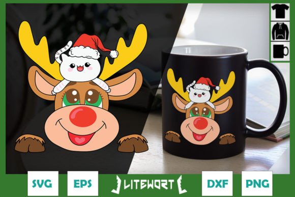 Reindeer and Cat Christmas SVG for Graphics & Crafts