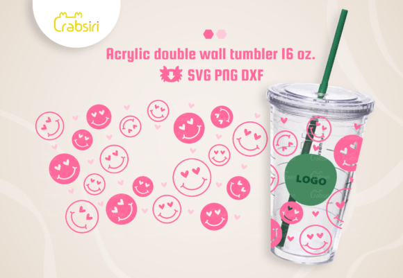 Smile Love Acrylic Cup Graphics for Craft Content